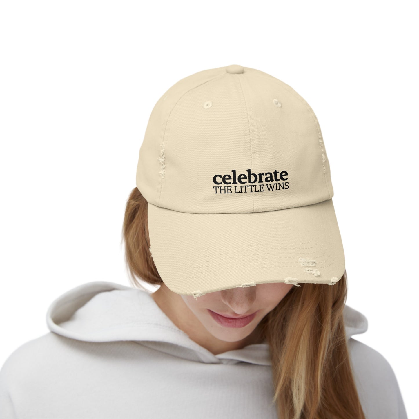Celebrate The Little Wins Distressed Cap